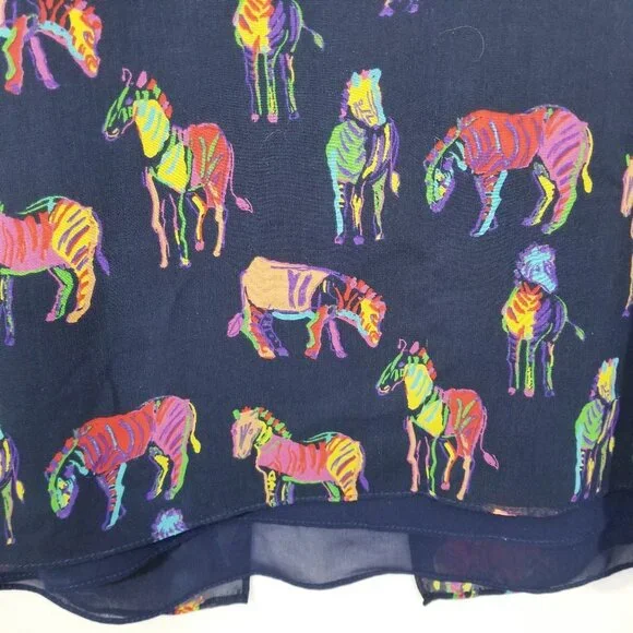 Zara Trafaluc Rainbow Zebras Sheer Tie Back Top - Picture 2 of 6